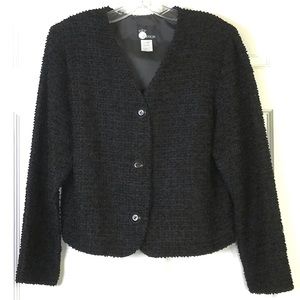 VINTAGE 90s Textured Black Button Up Jacket Size M